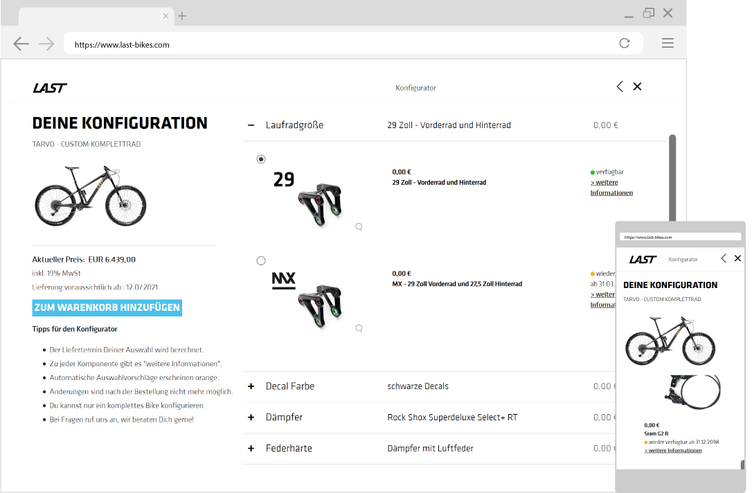 Konfigurator Webseitendarstellung