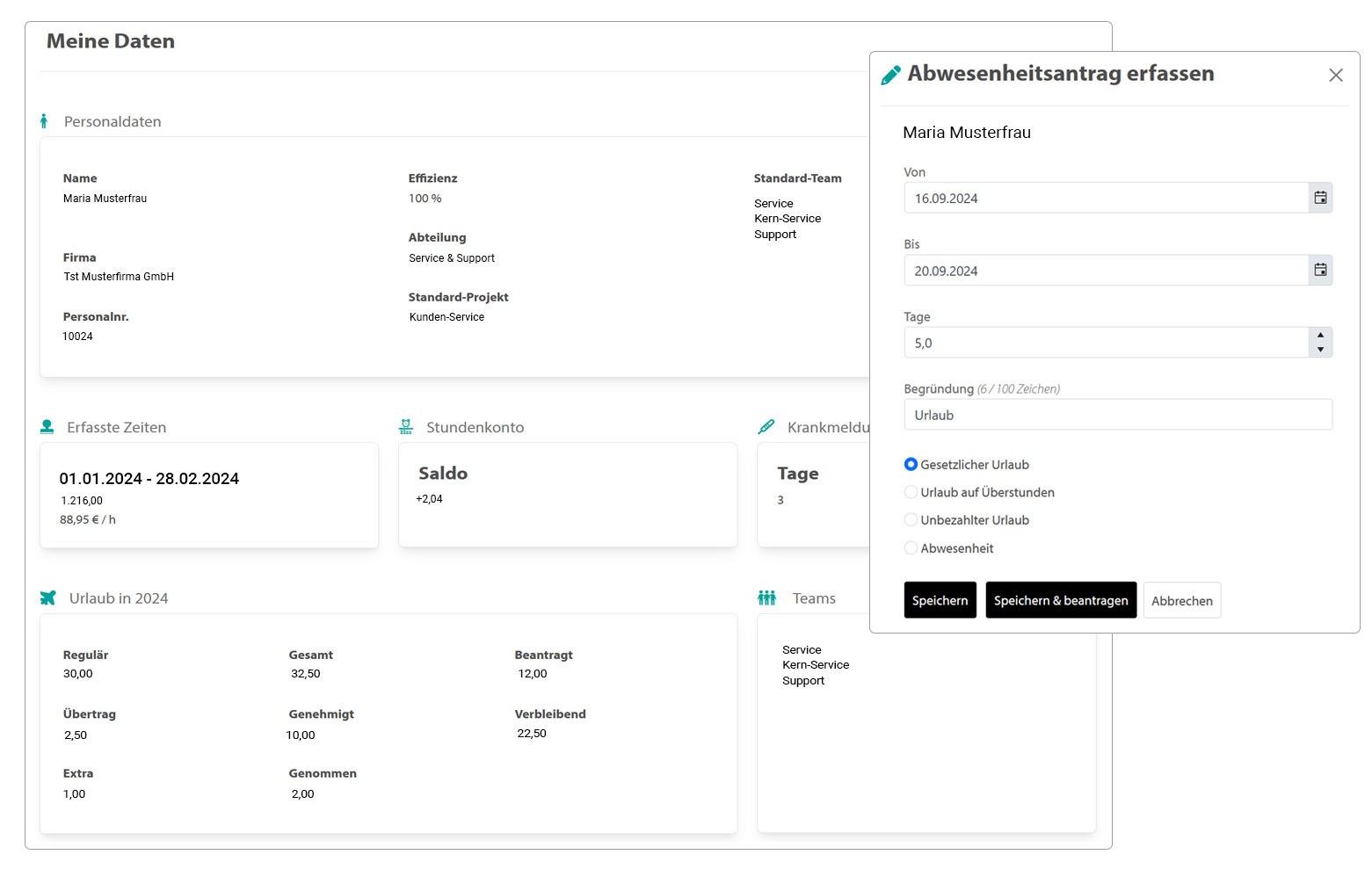 Mitarbeiter Portal Übersicht